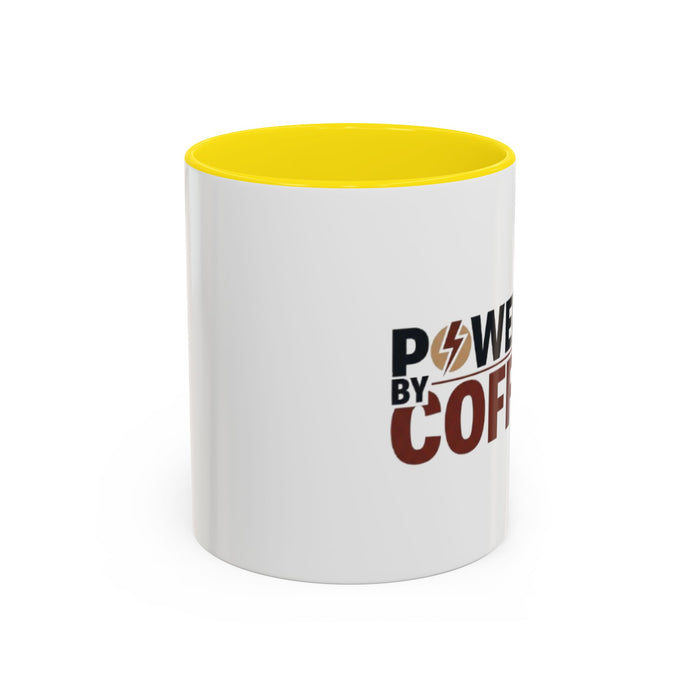 Coffee Mug - "Powered by Coffee" Accent Ceramic Mug (11oz & 15oz)