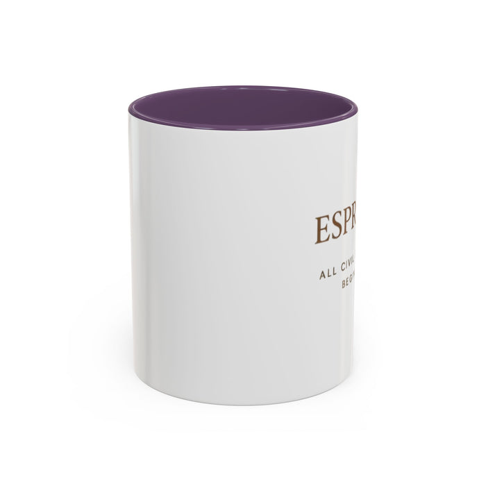 Espresso Mug — “All Civil Discussion Begins Here” Ceramic Coffee Cup