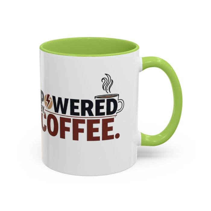 Coffee Mug - "Powered by Coffee" Accent Ceramic Mug (11oz & 15oz)