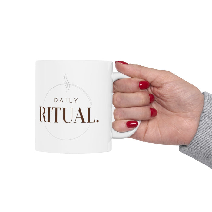 Ritual Coffee Ceramic Mug – Minimal Brown Script, 11oz & 15oz