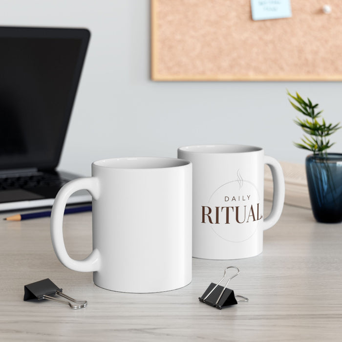 Ritual Coffee Ceramic Mug – Minimal Brown Script, 11oz & 15oz