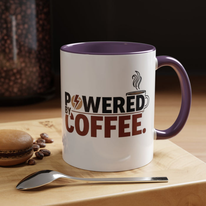 Coffee Mug - "Powered by Coffee" Accent Ceramic Mug (11oz & 15oz)