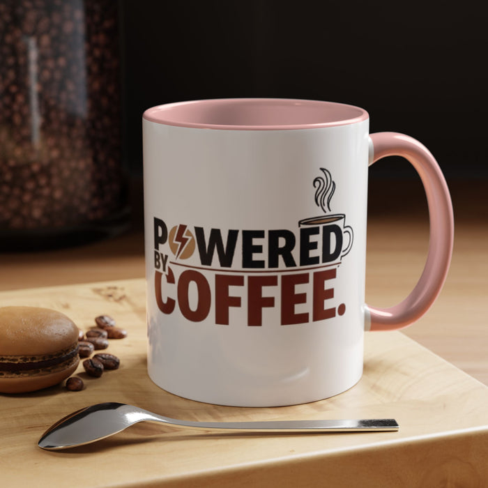 Coffee Mug - "Powered by Coffee" Accent Ceramic Mug (11oz & 15oz)