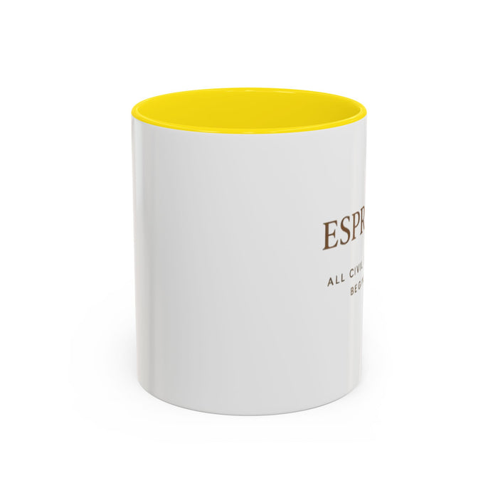 Espresso Mug — “All Civil Discussion Begins Here” Ceramic Coffee Cup