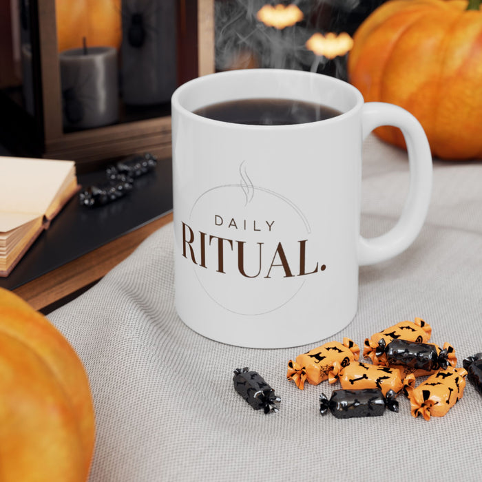 Ritual Coffee Ceramic Mug – Minimal Brown Script, 11oz & 15oz