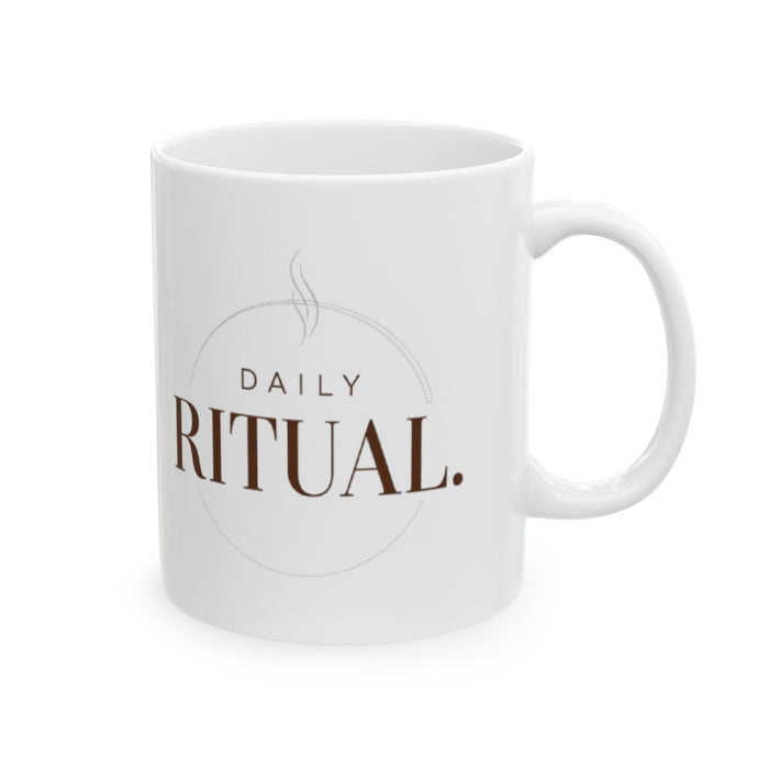 Ritual Coffee Ceramic Mug – Minimal Brown Script, 11oz & 15oz