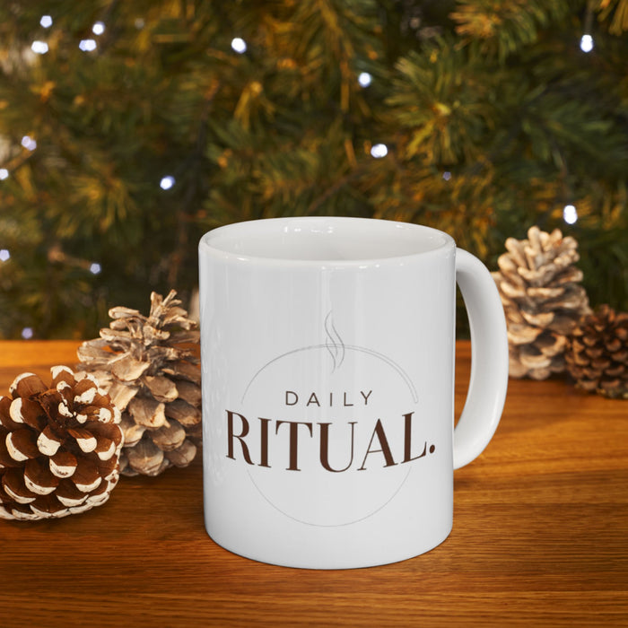 Ritual Coffee Ceramic Mug – Minimal Brown Script, 11oz & 15oz